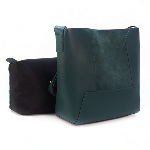 Женская сумка 2в1 Borgo Antico. Кожа+замша. 9169 dark green