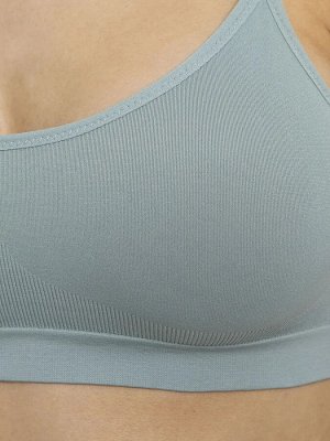 Бесшовный комплект нижнего белья Seamless, топ + стринги. Зеленый (оливковый, бирюзовый) цвет