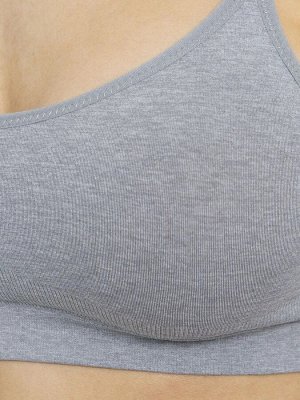 Бесшовный комплект нижнего белья Seamless, топ + стринги. Серый меланж цвет