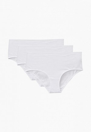 Комплект 3 шт. Хлопковые трусы слипы высокой посадки Cotton. Цвет белый