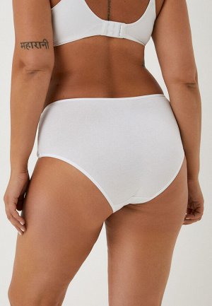 Комплект 3 шт. Хлопковые трусы слипы высокой посадки Cotton. Цвет белый