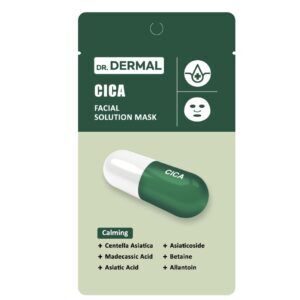 DR.DERMAL FACIAL SOLUTION MASK CICA 25ml Успокаивающая тканевая маска для лица с центеллой и мадекасидом 25мл