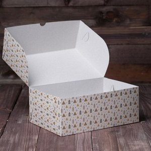 Коробка на 6 капкейков "Ёлки бежевые", 25 х 17 х 10 см