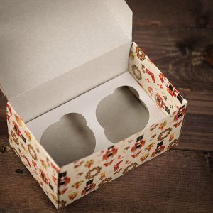 Коробка на 2 капкейка "Щелкунчик", 16 х 10 х 8 см