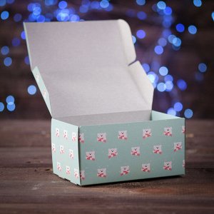 Коробка на 2 капкейка "Мишки", 16 х 10 х 8 см