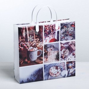 Пакет подарочный пластик «Новогоднее фото», 30 - 5 - 30 см