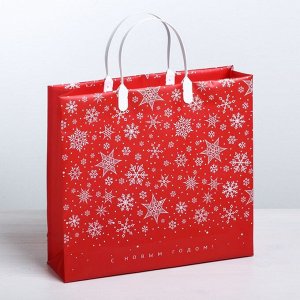Пакет подарочный пластик «Снежинки», 30 - 5 - 30 см