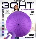 Зонт женский однотонный автомат с карабином цвет Сиреневый