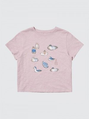 UNIQLO UT - укороченная футболка с принтом животных в стиле Ukiyo-e - 10 PINK