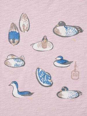 UNIQLO UT - укороченная футболка с принтом животных в стиле Ukiyo-e - 10 PINK