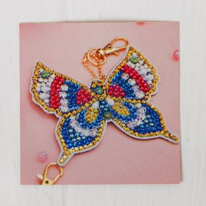 Алмазная вышивка-брелок «Прелестная бабочка», заготовка: 7,5 - 8 см