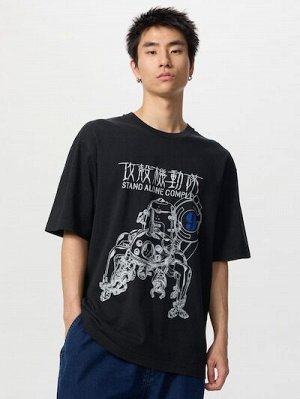 UNIQLO UT - хлопковая футболка с принтом "Призрак в доспехах" - 09 BLACK