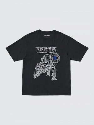 UNIQLO UT - хлопковая футболка с принтом "Призрак в доспехах" - 09 BLACK