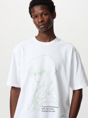 UNIQLO UT - хлопковая футболка с принтом "Призрак в доспехах" - 00 WHITE