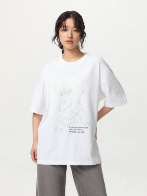 UNIQLO UT - хлопковая футболка с принтом "Призрак в доспехах" - 00 WHITE