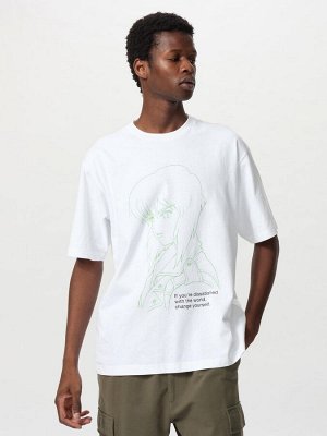 UNIQLO UT - хлопковая футболка с принтом "Призрак в доспехах" - 00 WHITE