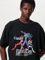 UNIQLO UT - хлопковая футболка с принтом &quot;Евангелион&quot; - 09 BLACK