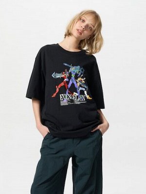 UNIQLO UT - хлопковая футболка с принтом "Евангелион" - 09 BLACK
