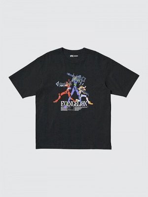UNIQLO UT - хлопковая футболка с принтом "Евангелион" - 09 BLACK