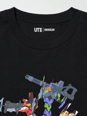 UNIQLO UT - хлопковая футболка с принтом "Евангелион" - 09 BLACK