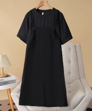 Платье-сарафан комбинированное, черный