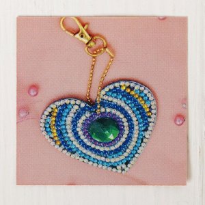 Алмазная вышивка-брелок «Сердце с сердцевиной», заготовка: 7 - 7 см