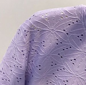 Футболка из ажурной ткани "шитье" с круглым вырезом, фиолетовый