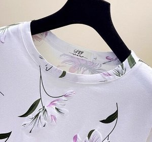 Футболка с круглым вырезом и принтом, белый