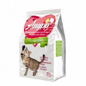 Сухой корм для кошек "Амурр" 350г. УТКА+МОРКОВЬ (пакет)