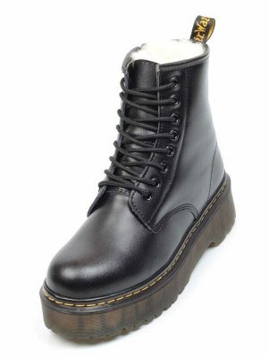 04-MB6022-1 BLACK Ботинки зимние женские (натуральная кожа, натуральный мех)