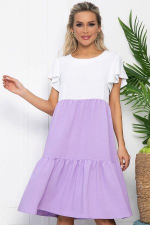 LT Collection Платье Ветер перемен (бело-сиреневое) П13585-4М