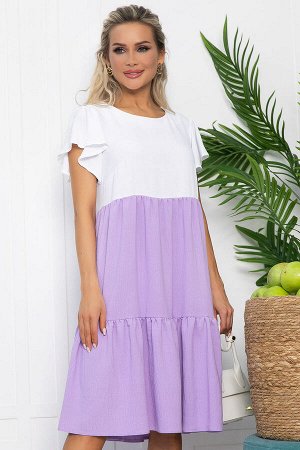 LT Collection Платье Ветер перемен (бело-сиреневое) П13585-4М
