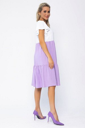 LT Collection Платье Ветер перемен (бело-сиреневое) П13585-4М