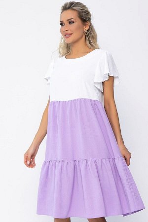 LT Collection Платье Ветер перемен (бело-сиреневое) П13585-4М