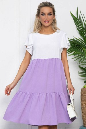 LT Collection Платье Ветер перемен (бело-сиреневое) П13585-4М