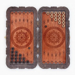 Нарды деревянные большие, резные, настольная игра «Герб», 45x45 см