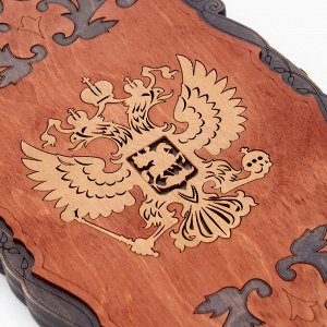 Нарды деревянные большие, резные, настольная игра «Герб», 45x45 см
