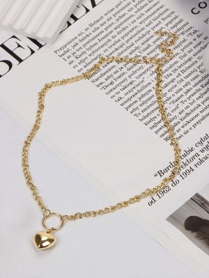Кулон «Цепь» сердце глянец, цвет золото, 44 см