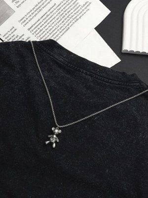Кулон «Мишка» гладкий, цвет серебро, 70 см