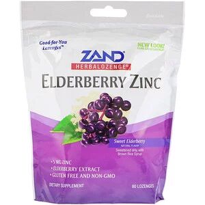 Zand, HerbaLozenge, Elderberry Zinc, Sweet Elderberry, 80 леденцов