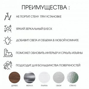 Наклейки интерьерные «Губы», зеркальные наклейки, декор на стену, 35x7 см, 36x9 см
