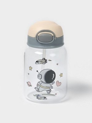 Бутылка для воды «Космонавты», 450 мл, 8.2x15 см, стекло, рисунок и МИКС