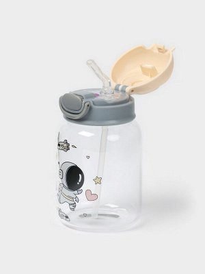 Бутылка для воды «Космонавты», 450 мл, 8.2x15 см, стекло, рисунок и МИКС