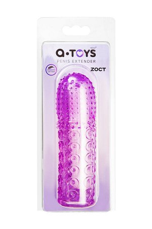 Насадка на пенис рельефная A-Toys by TOYFA Zoct, TPE, фиолетовый, 13,5 см