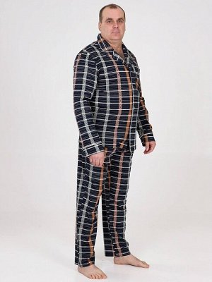 Мужская пижама MAN КК-659 / Серо-коричневая клетка