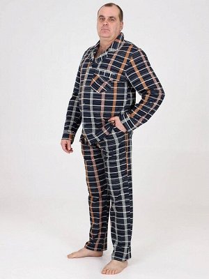 Мужская пижама MAN КК-659 / Серо-коричневая клетка