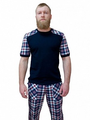 Мужская пижама ПК-30 / Сине-красная рябь
