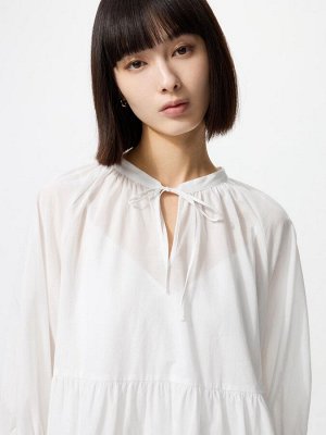 UNIQLO Tiered Mini Dress - многоярусное мини-платье с рукавами 7/8