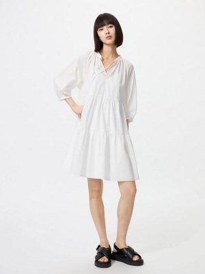 UNIQLO Tiered Mini Dress - многоярусное мини-платье с рукавами 7/8