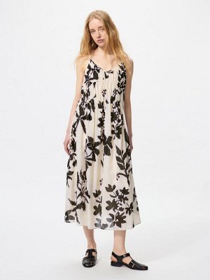 UNIQLO Cotton Rayon Printed Strap Dress – Сарафан на бретелях из хлопка и вискозы с принтом - 30 NATURAL